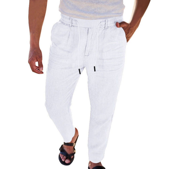 Herren lässige Leinenhose mit elastischem Bund W&W Mode