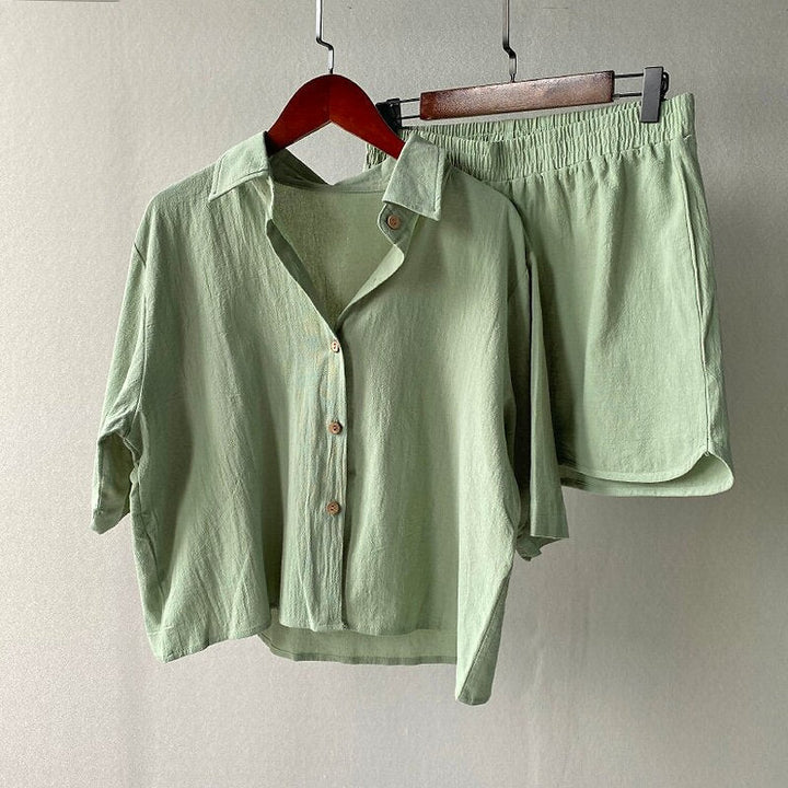 Damen Soft Linen Kurz Set W&W Mode