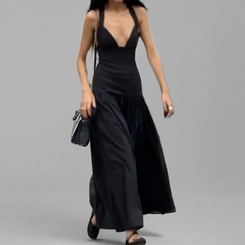 Damen Abendkleid mit elegantem V-Ausschnitt und aufwendigem Rock W&W Mode