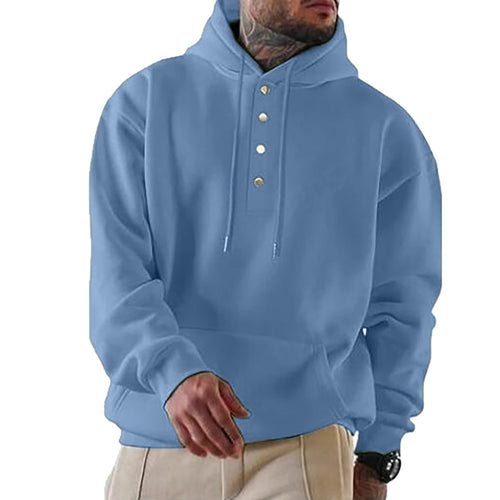 Herren Kapuzenpullover mit Knopfleiste und lässigem Schnitt W&W Mode