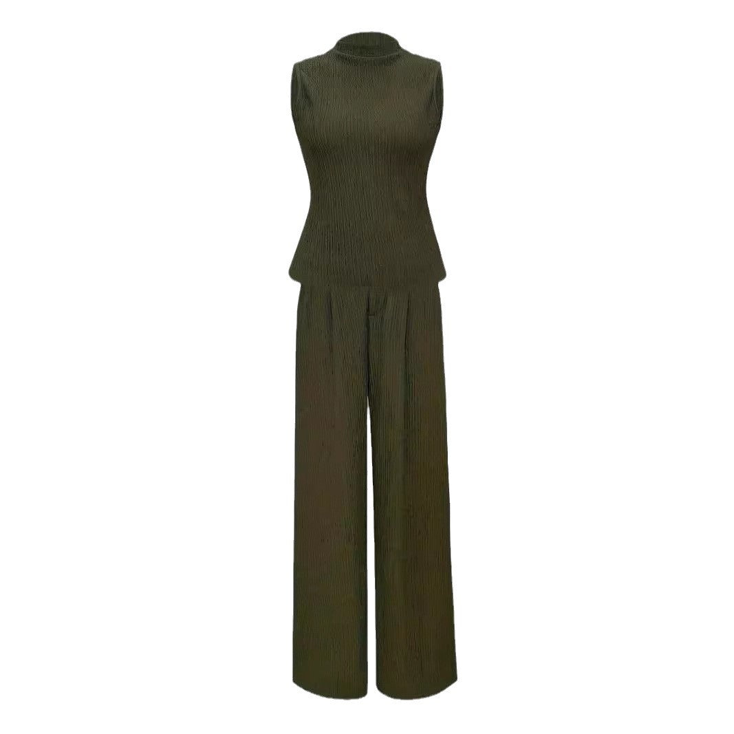 Damen Elegantes Jumpsuit mit hohem Kragen und weitem Bein W&W Mode