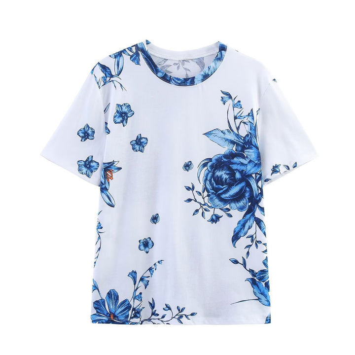 Damen T-Shirt aus hochwertiger Baumwolle mit floralem Print und lässigem Schnitt W&W Mode