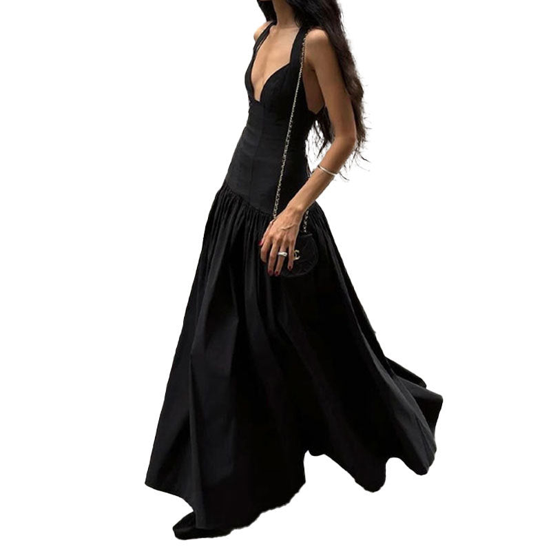 Damen Abendkleid mit elegantem V-Ausschnitt und aufwendigem Rock W&W Mode