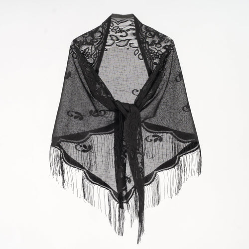 Damen Eleganter Chiffon-Schal mit kunstvollen Fransen W&W Mode