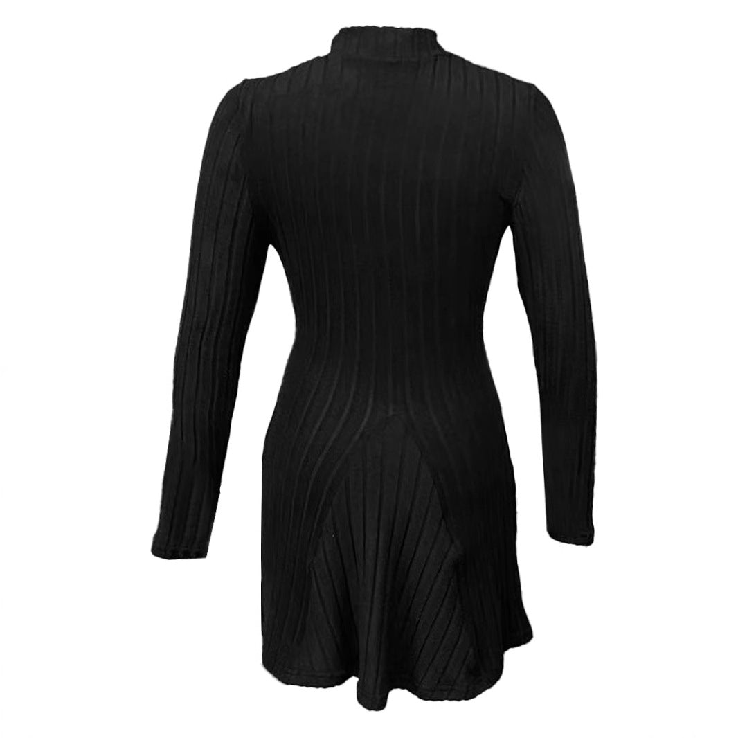 Damen Strickkleid mit strukturiertem Design und langem Ärmel W&W Mode