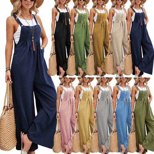 W&W Mode | Einfarbige Damen Freizeitoveralls Lange Hosen