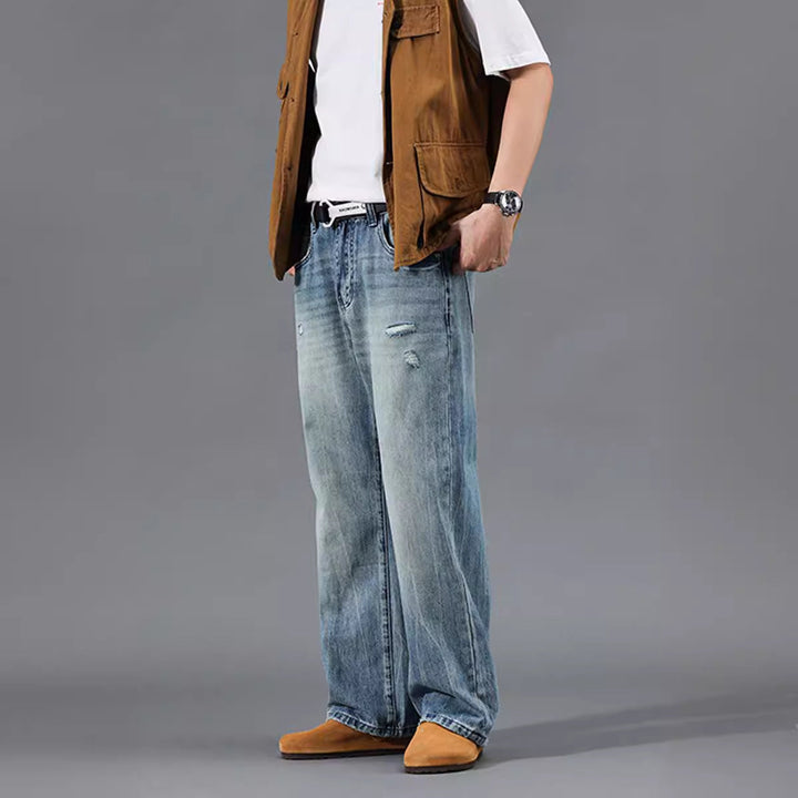 Herren entspannte Jeans im modernen Destroyed-Look W&W Mode