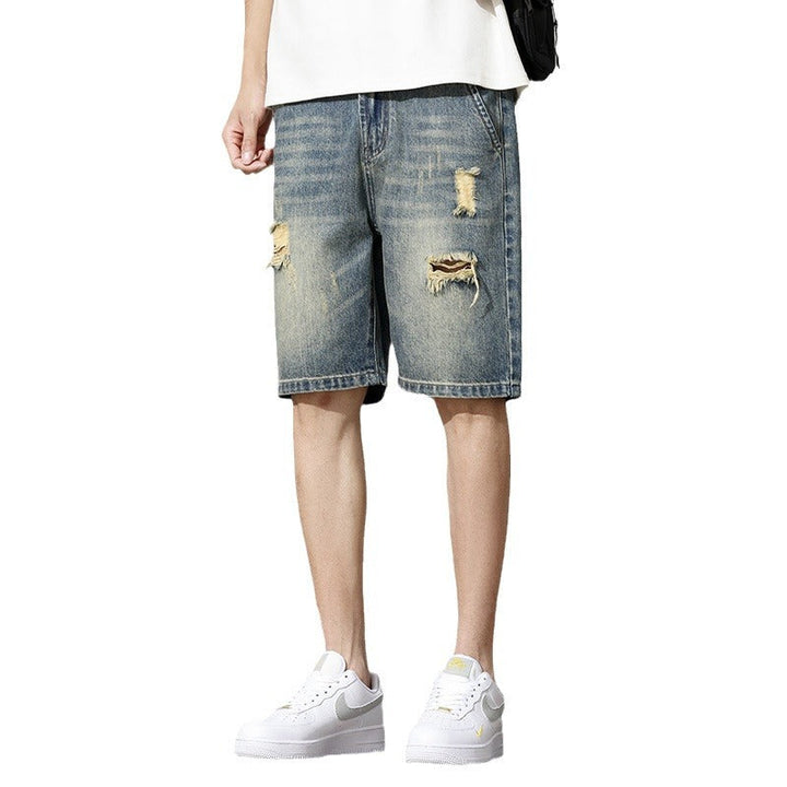 Herren Denim-Shorts mit stylischem Destroyed-Effekt und lässigem Schnitt W&W Mode