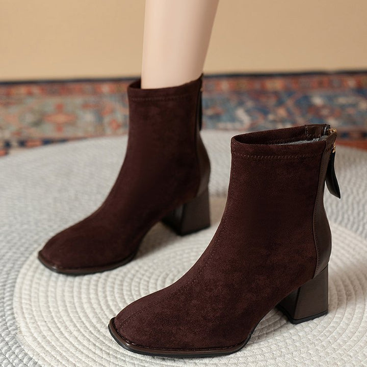 Damen Stiefeletten mit elegantem Blockabsatz und weichem Obermaterial W&W Mode