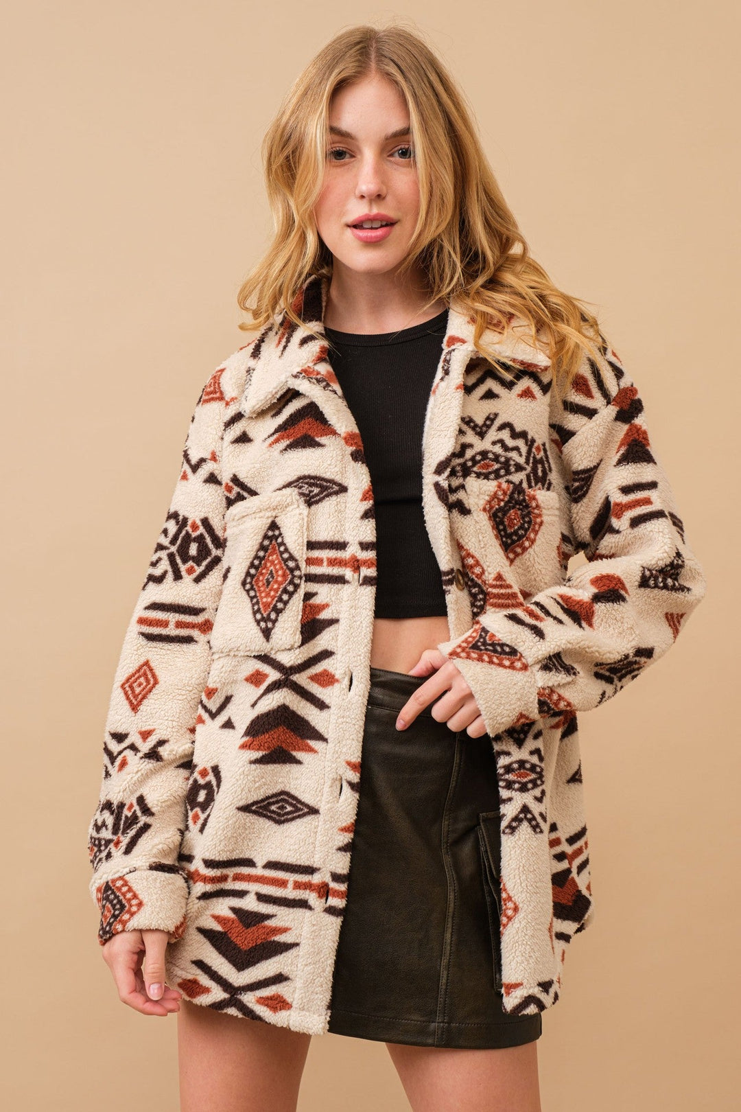 W&W Mode | Retro Plüschjacke Mit Reverskragen