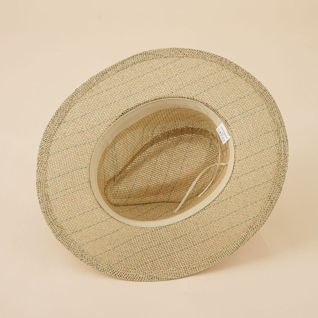 Damen Strand-Fedora-Hut aus atmungsaktivem Naturmaterial mit breiter Krempe und schickem Band W&W Mode