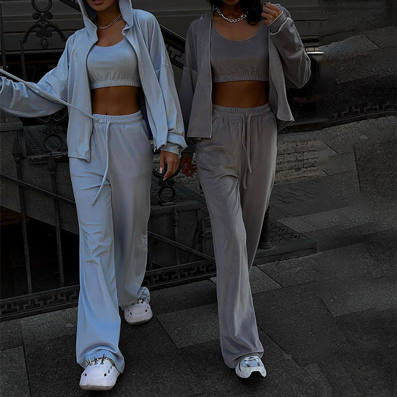 Damen Sportliches Lounge-Set mit lässigem Hoodie und elastischen Hosen W&W Mode