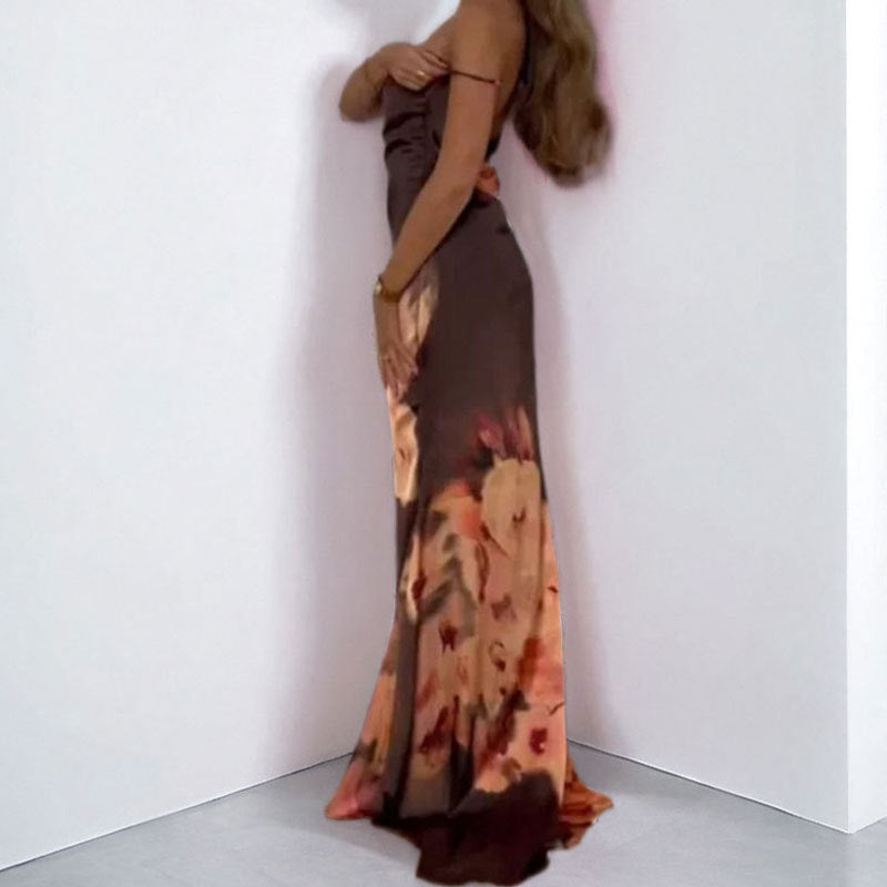 Damen Maxikleid mit elegantem Spaghetti-Träger-Design und floralem Muster W&W Mode