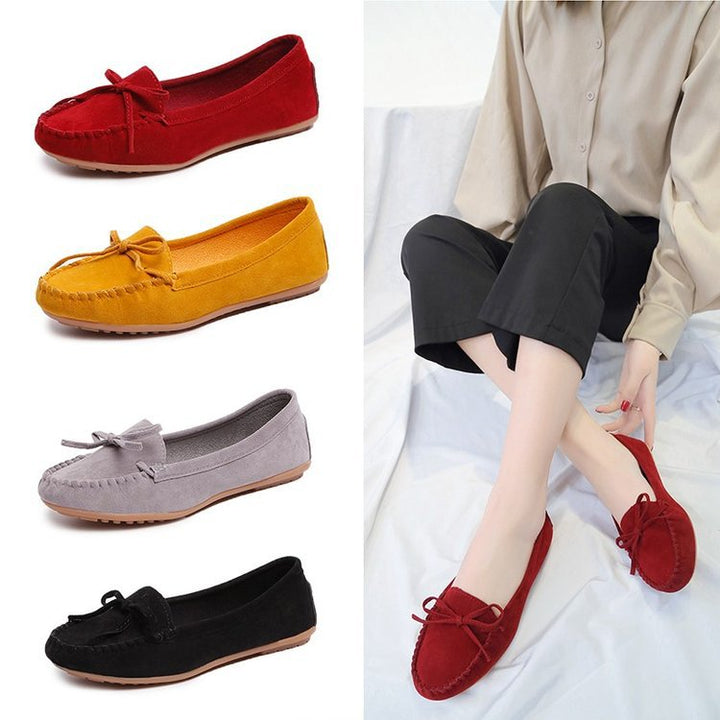 Damen Mokassins mit eleganter Ziernaht und weichem Veloursleder W&W Mode