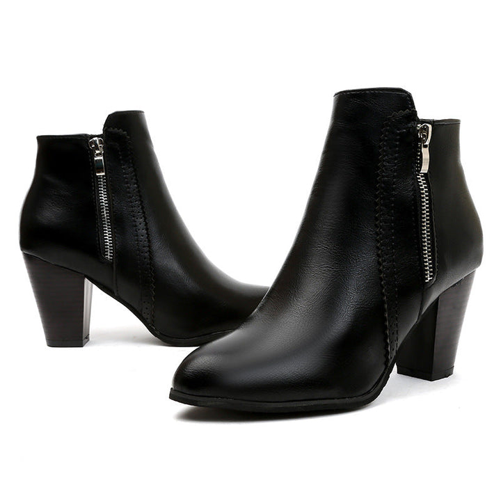 Damen elegante Stiefeletten mit modischem Reißverschluss und hochwertiger Sohle W&W Mode