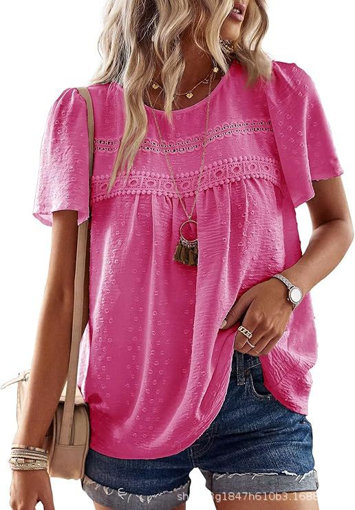 Damen Bluse mit besticktem Kragen und Rüschendetails W&W Mode