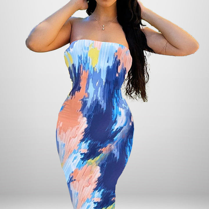 Damen Maxikleid mit schulterfreiem Design und figurschmeichelnder Drapierung W&W Mode