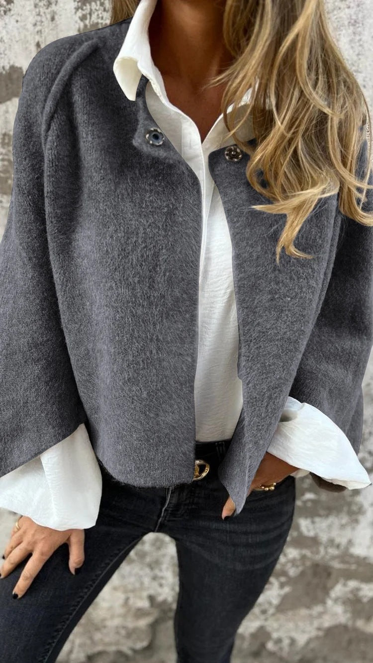 Damen kurzer Mantel aus Kaschmirimitat mit Polyester und Elasthan
