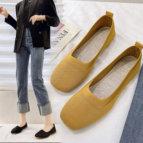 Damen Bequeme Slip-On Ballerinas mit atmungsaktiver Obermaterialstruktur W&W Mode
