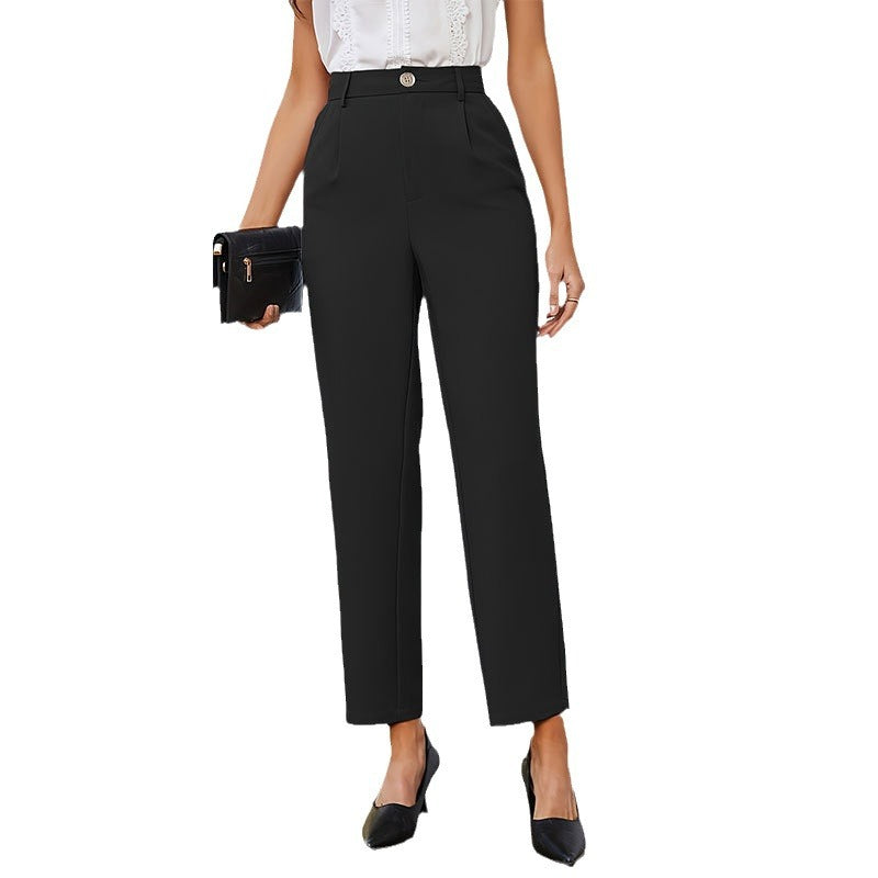 Damen Elegante Hochtaillierte Bundfaltenhose W&W Mode