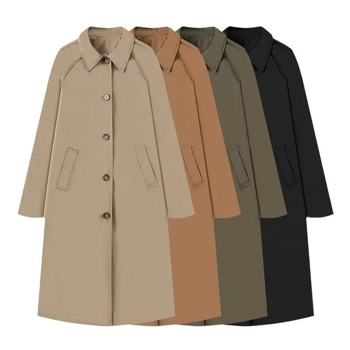 Damen eleganter Trenchcoat mit schmalem Schnitt und praktischen Taschen W&W Mode