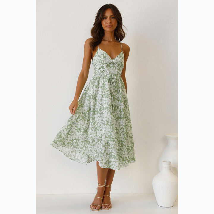 Damen Midikleid mit floralem Muster und verstellbaren Spaghettiträgern W&W Mode
