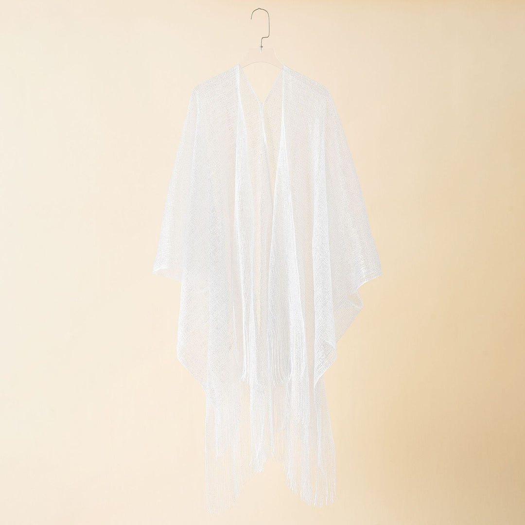 Damen Fransen-Kimono aus transparenter, luftiger Struktur W&W Mode