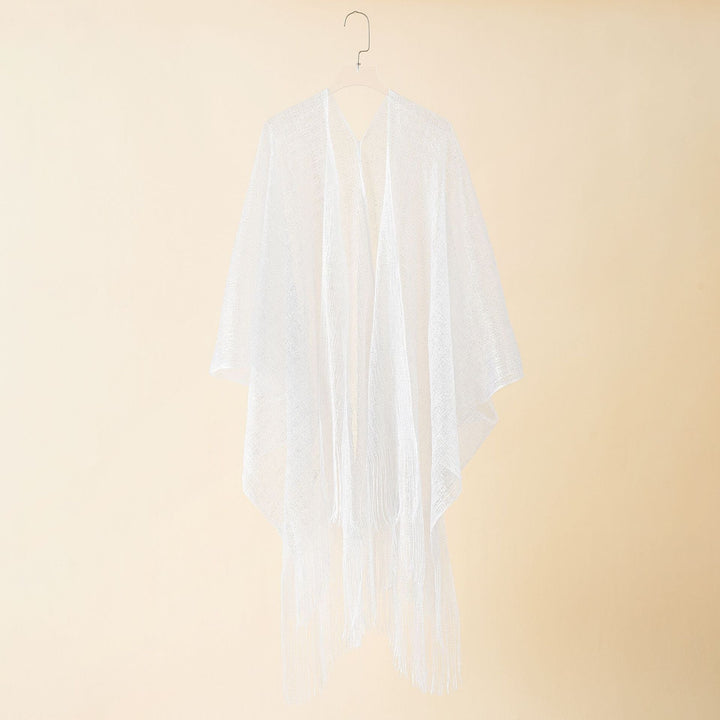 Damen Fransen-Kimono aus transparenter, luftiger Struktur W&W Mode