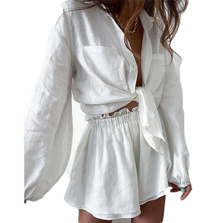Damen Set mit innovativem Oberteil und Shorts W&W Mode