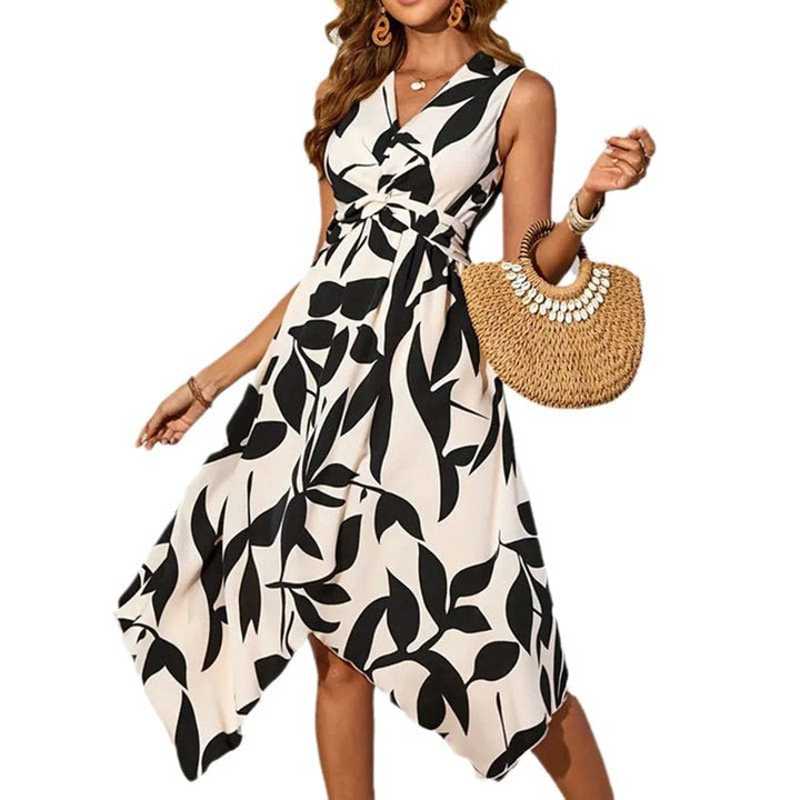 Damen Knielanges Kleid mit floralem Muster und Wickeldetail W&W Mode