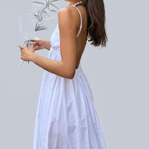 Damen Sommer Kleid mit tiefem V-Ausschnitt und lockerem Schnitt W&W Mode