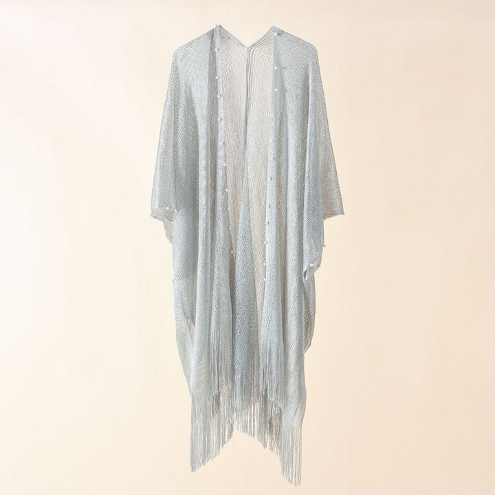 Damen transparenter Kaftan mit fransigen Kanten und elegantem Design W&W Mode