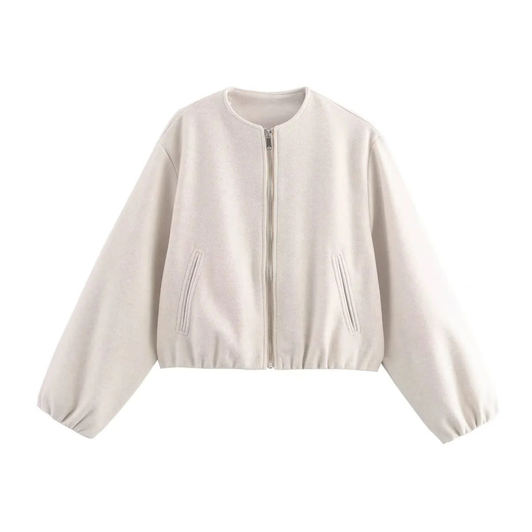 Damen lockere Blousonjacke aus weichem Material W&W Mode