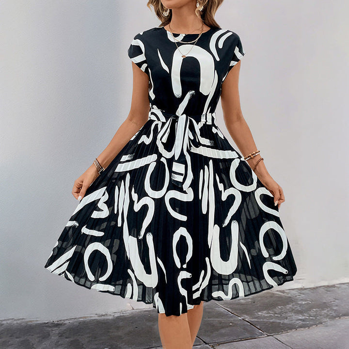 Damen Midikleid mit asymmetrischem Schnitt und modischem Bindegürtel W&W Mode
