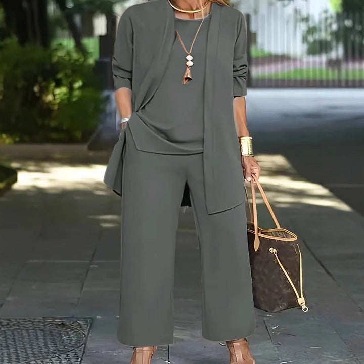 W&W Mode | Langarm-Cardigan-Weste Drei-Teile-Set