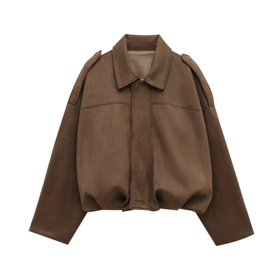 Damen lässige Bomberjacke mit drei-dimensionalem Effekt und hohem Kragen W&W Mode