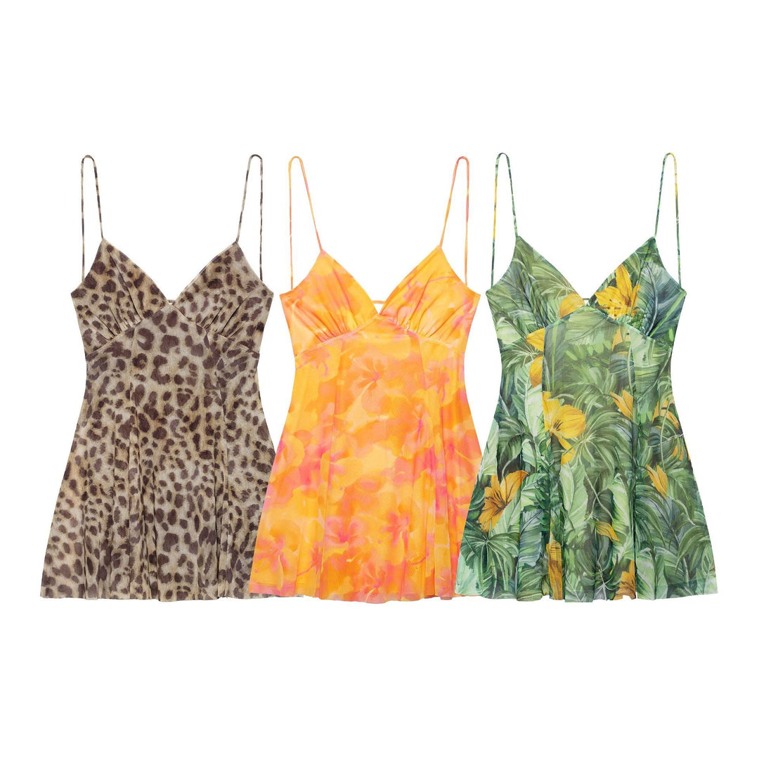 Damen Minikleid mit floralem Muster und feinen Spaghettiträgern W&W Mode