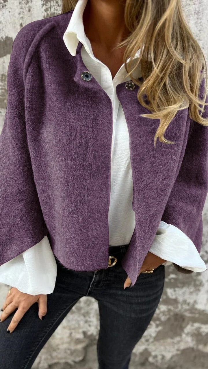 Damen kurzer Mantel aus Kaschmirimitat mit Polyester und Elasthan