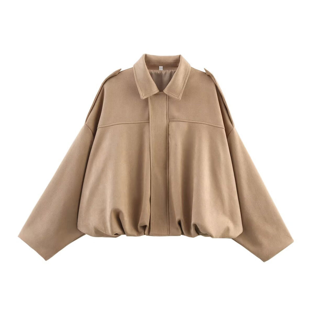 Damen Oversized Jacke mit lässiger Schnittführung und abnehmbaren Kragen W&W Mode