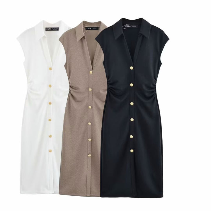 Damen Hemdblusenkleid mit edlen Knopfdetails und elegantem Schnitt W&W Mode