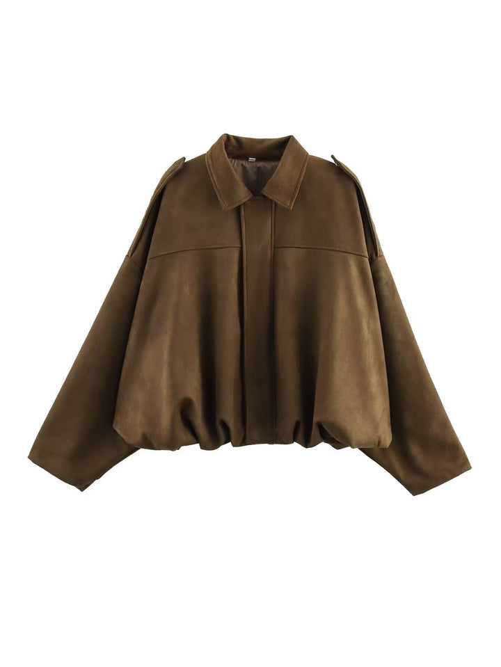 Damen Oversized Jacke mit lässiger Schnittführung und abnehmbaren Kragen W&W Mode