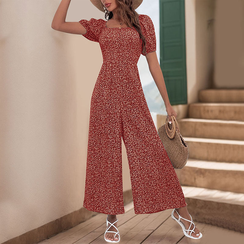 Damen Oversized Jumpsuit mit Puffärmeln und elastischem Taillenbund W&W Mode