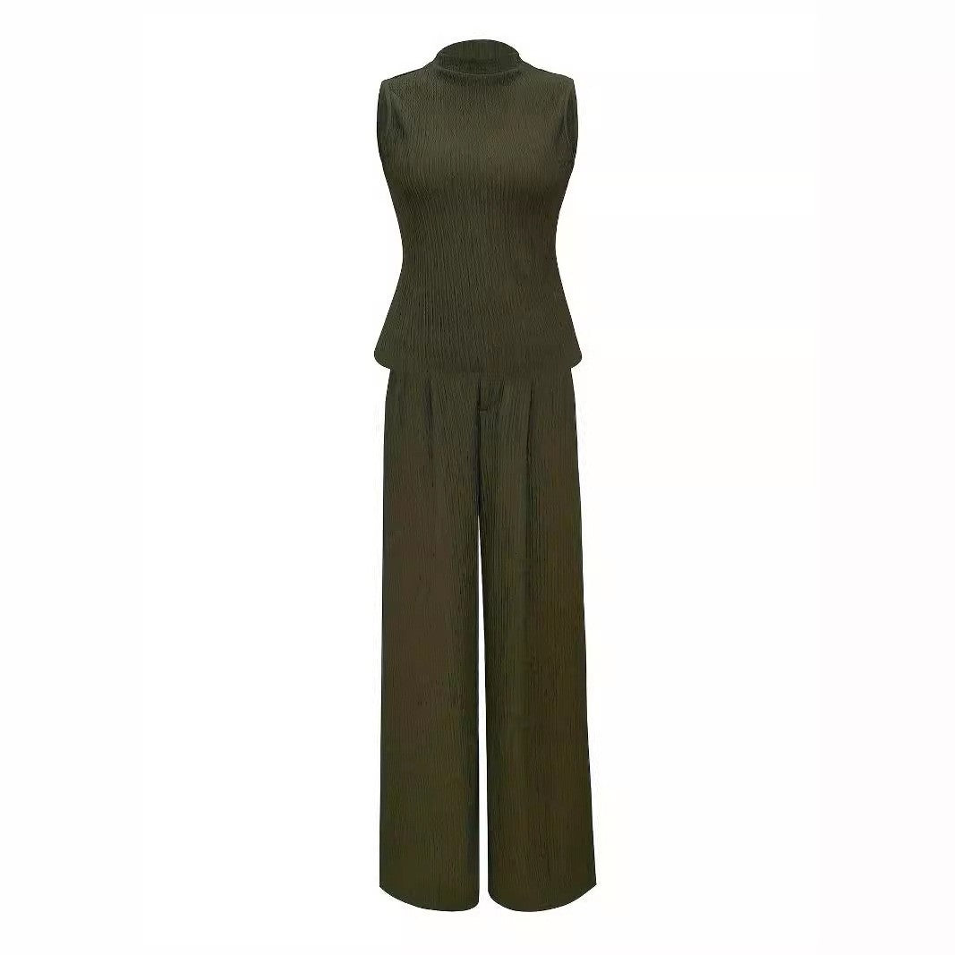 Damen eleganter Jumpsuit mit Rippstruktur und hochgeschlossenem Kragen W&W Mode