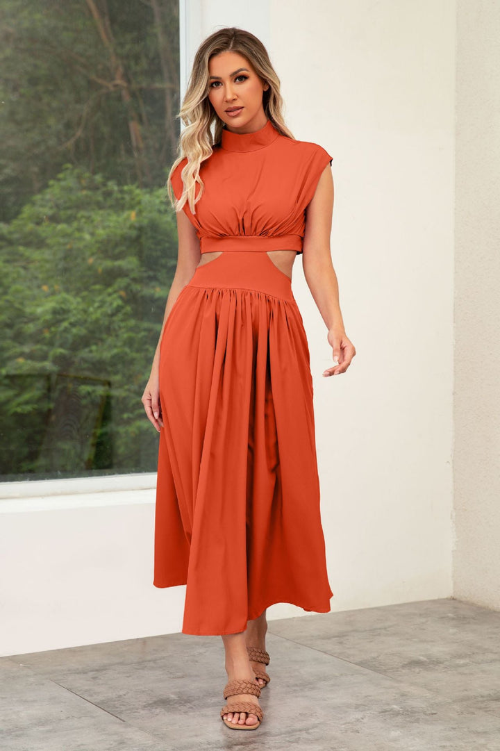 Damen Cut-Out Sommerkleid mit hohem Kragen W&W Mode