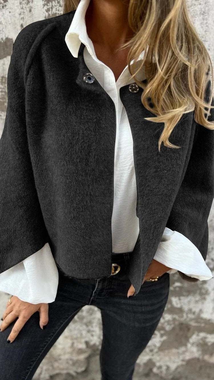 Damen kurzer Mantel aus Kaschmirimitat mit Polyester und Elasthan