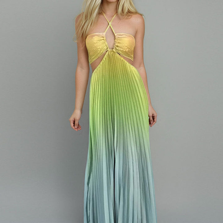 Damen Maxikleid mit Cut-Out-Details und Plisseefalten W&W Mode