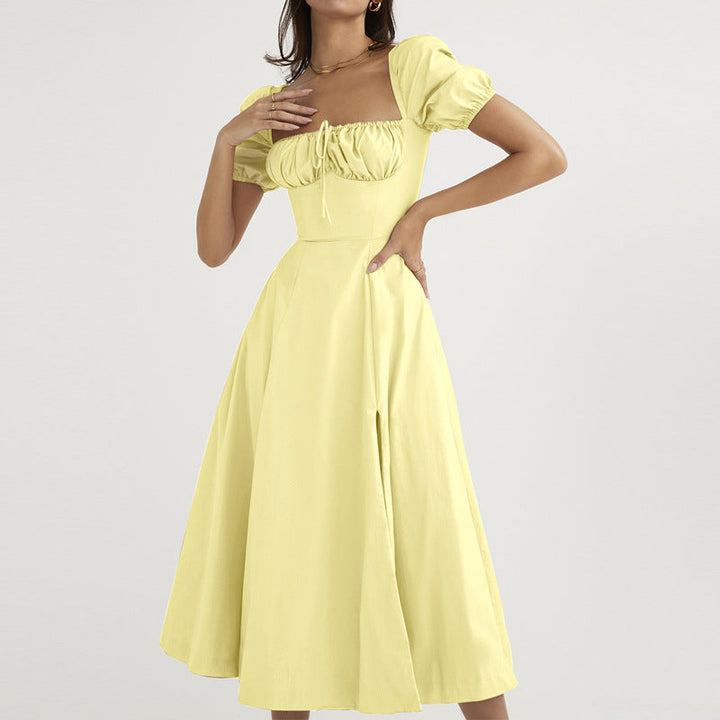 Damen Maxikleid mit schulterfreier Silhouette und raffinierten Puffärmeln W&W Mode