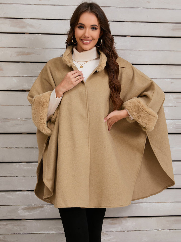 Damen Übergroße Umarmende Poncho mit Kuschelfutter W&W Mode