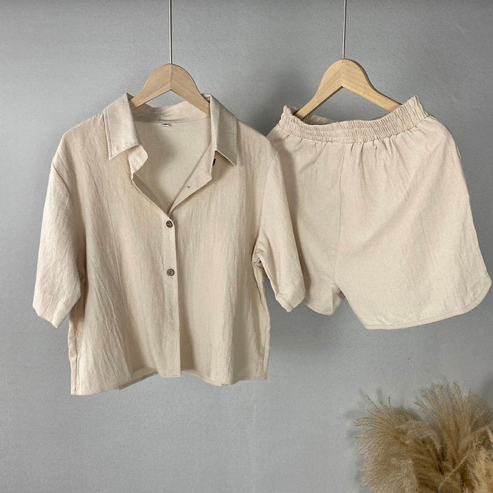 Damen Soft Linen Kurz Set W&W Mode