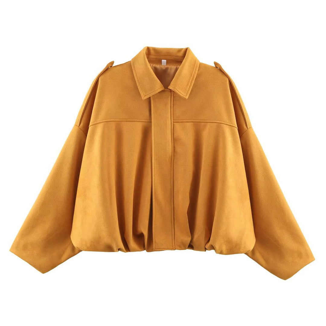 Damen Oversized Jacke mit lässiger Schnittführung und abnehmbaren Kragen W&W Mode